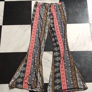 Multi print bell bottom leggings